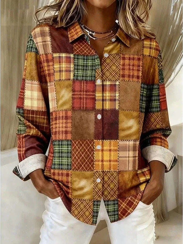Riley | Patchwork Button Front Blouse