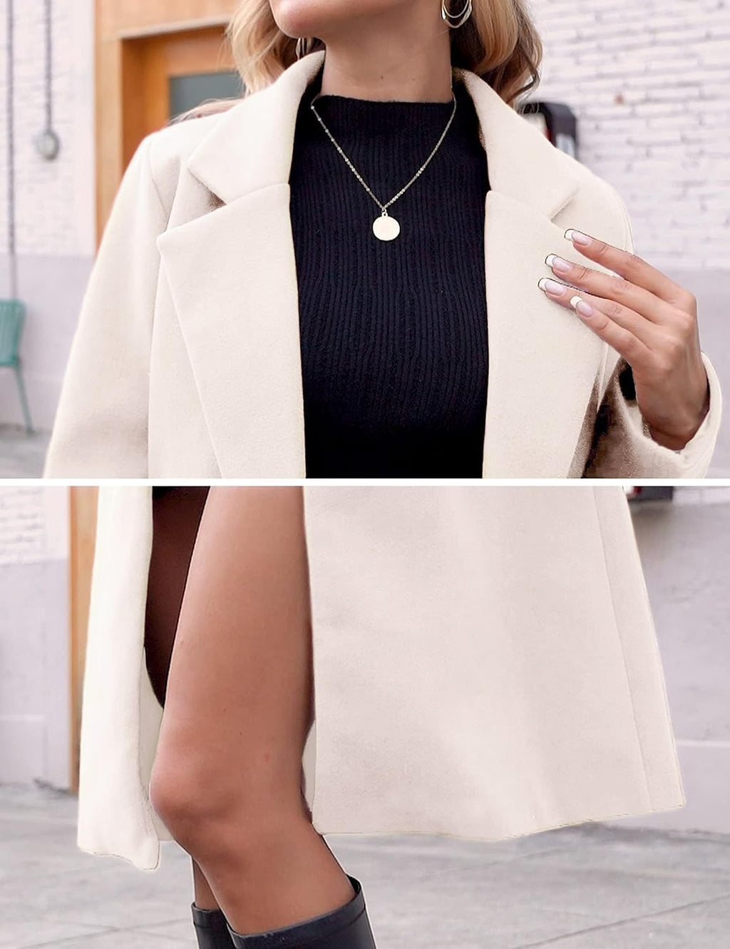 Women's Notch Lapel Longline Coat with Side Pockets