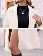 Women's Notch Lapel Longline Coat with Side Pockets