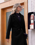 Women's Notch Lapel Longline Coat with Side Pockets