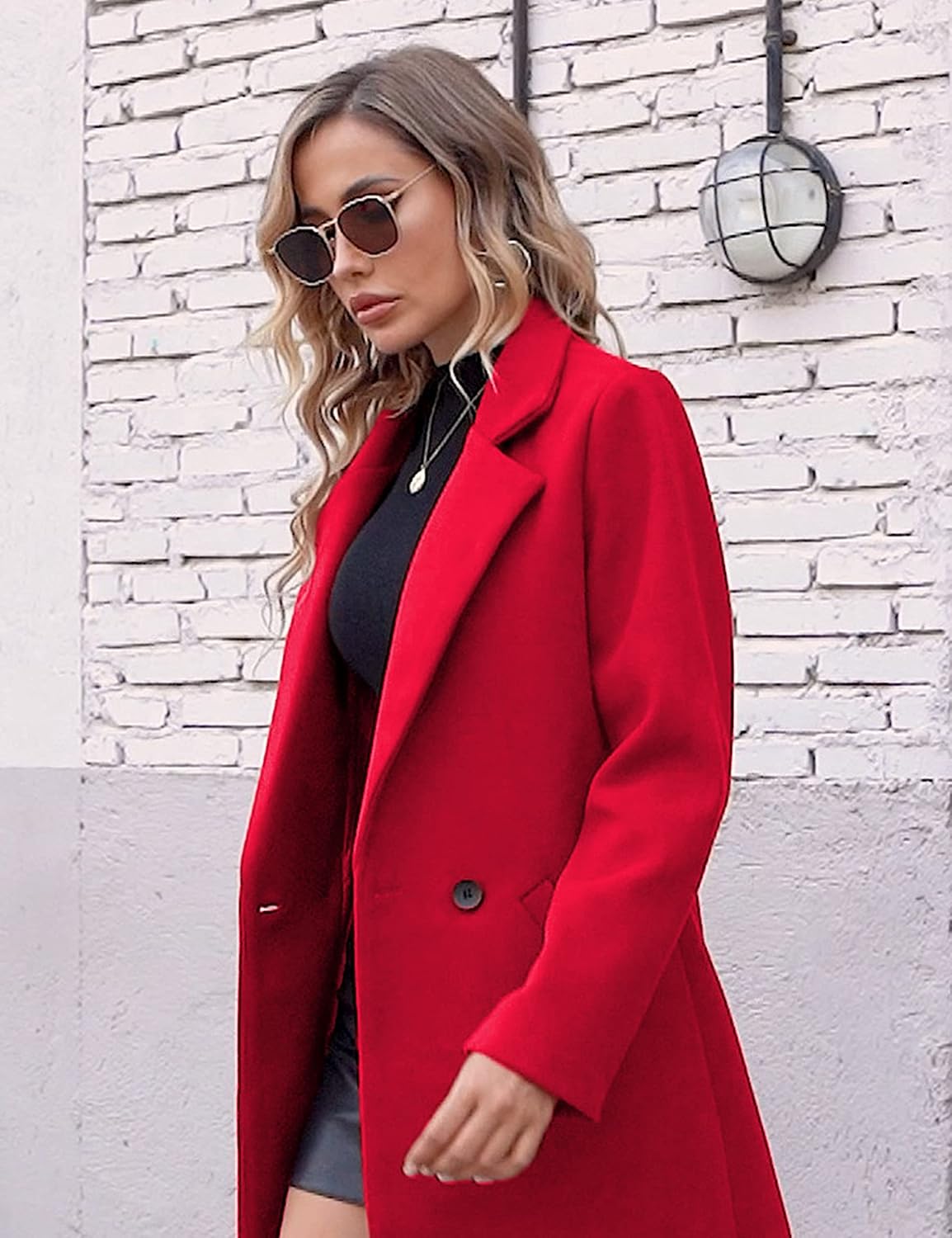 Women's Notch Lapel Longline Coat with Side Pockets