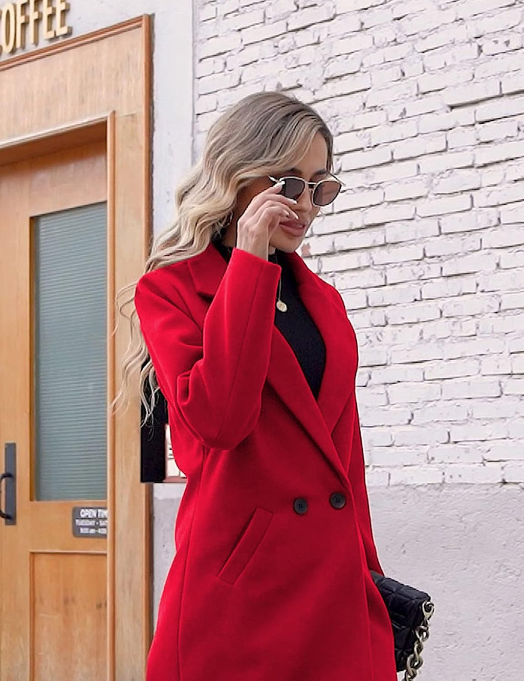 Women's Notch Lapel Longline Coat with Side Pockets