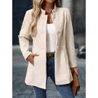 Women's Stand-Collar Tailored Coat with Button Front