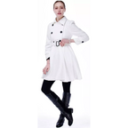 Women's Double-Breasted Belted Coat with Flared Skirt
