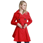 Women's Double-Breasted Belted Coat with Flared Skirt