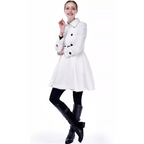 Women's Double-Breasted Belted Coat with Flared Skirt