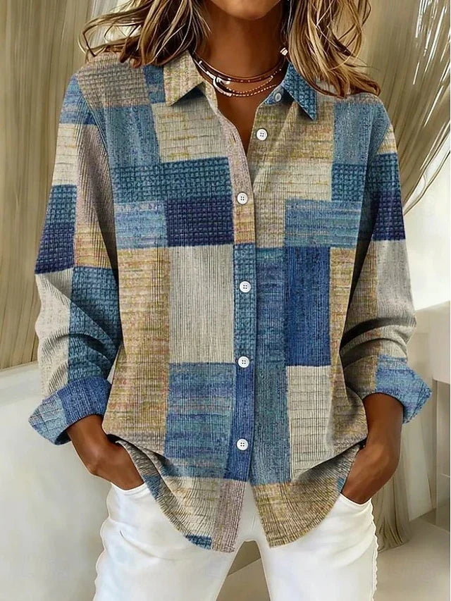 Riley | Patchwork Button Front Blouse