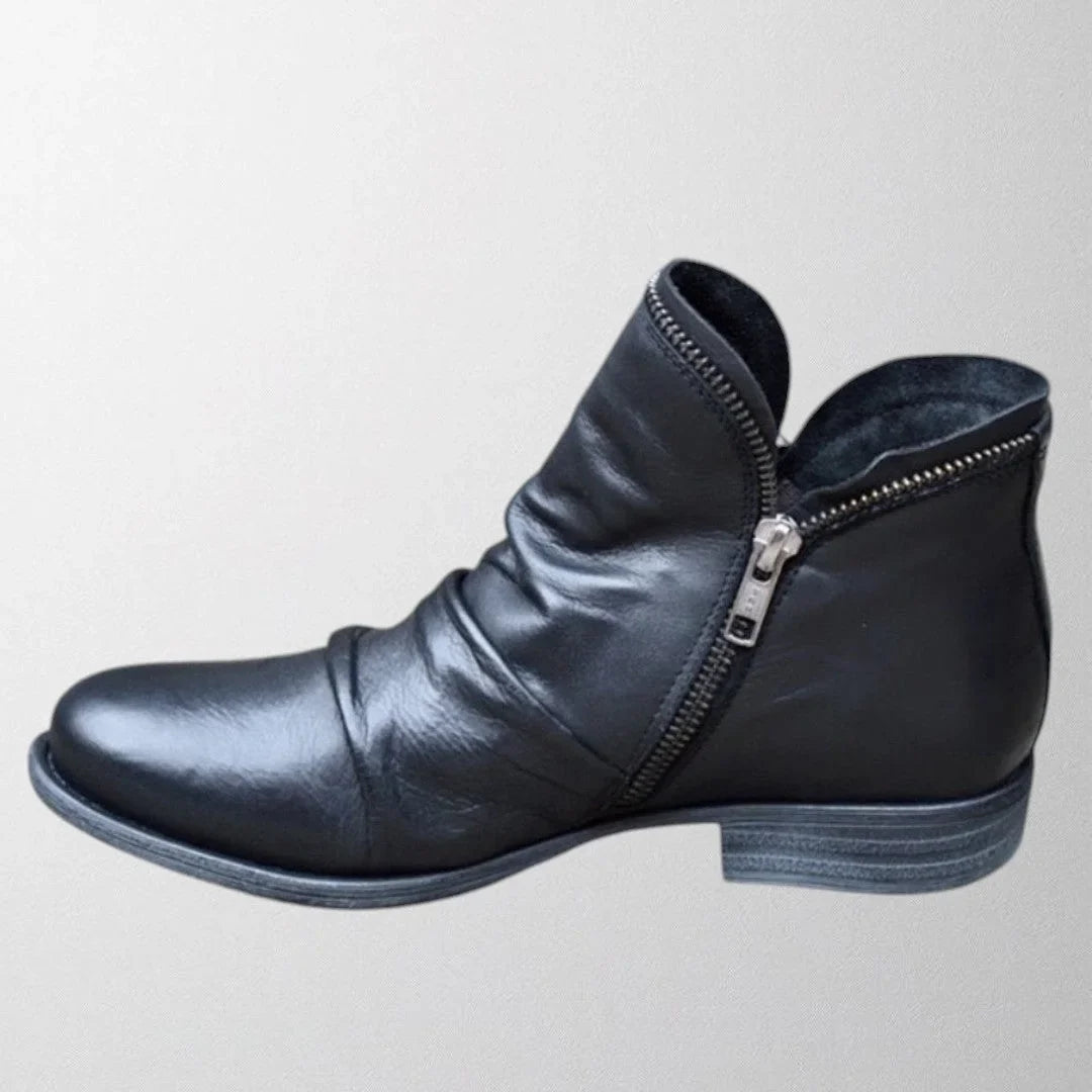 Claire | Comfortable Scrunch Side Zip Ankle Boots