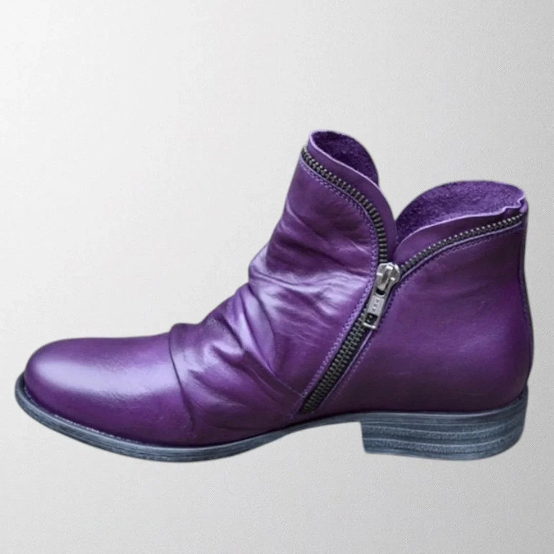 Claire | Comfortable Scrunch Side Zip Ankle Boots
