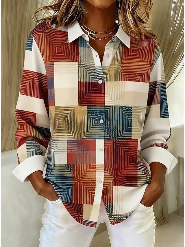 Riley | Patchwork Button Front Blouse